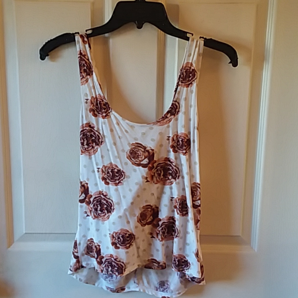 Brown and White Flowy Blouse